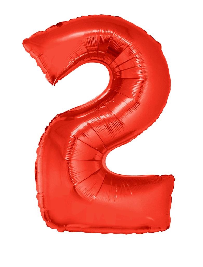 Folieballon Rood Cijfer &apos;2&apos; Groot afbeelding