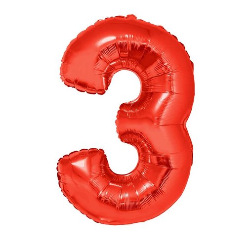 Folieballon Rood Cijfer '3' Groot