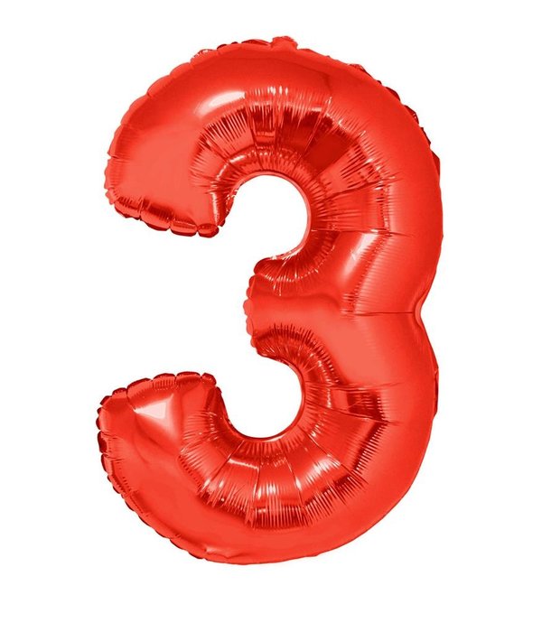Folieballon Rood Cijfer '3' Groot