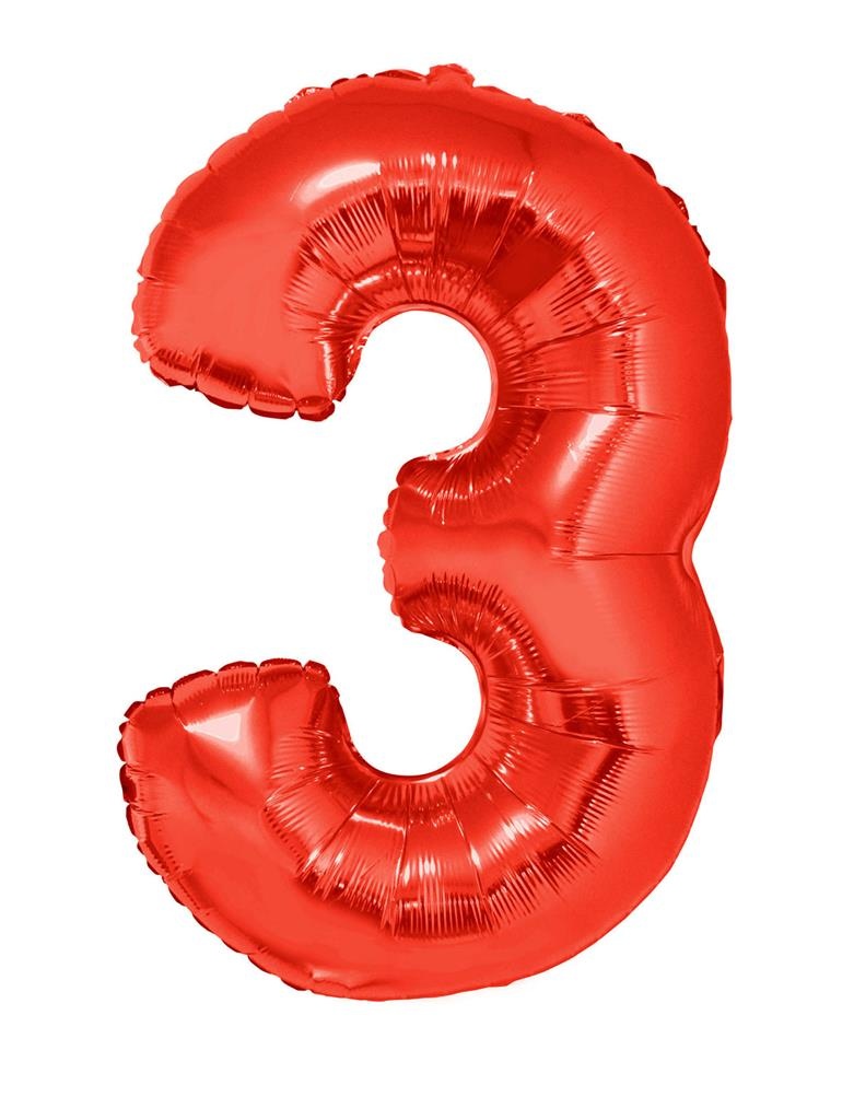Folieballon Rood Cijfer '3' Groot