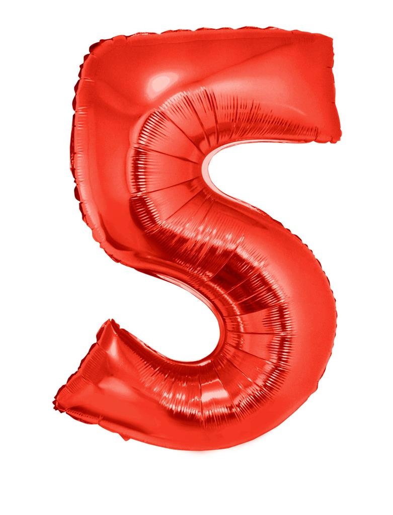 Folieballon Rood Cijfer &apos;5&apos; Groot afbeelding