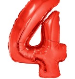 Folieballon Rood Cijfer '4' Groot