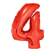Folieballon Rood Cijfer '4' Groot
