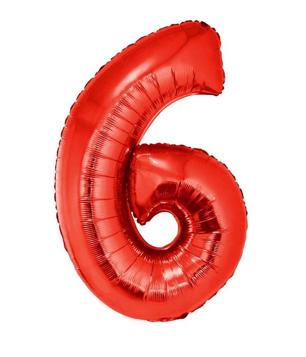 Folieballon Rood Cijfer '6' Groot