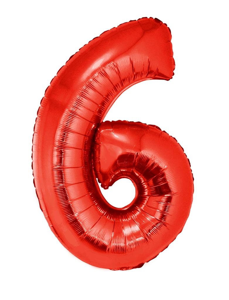 Folieballon Rood Cijfer &apos;6&apos; Groot afbeelding