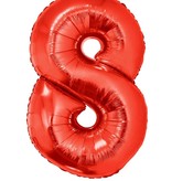 Folieballon Rood Cijfer '8' Groot
