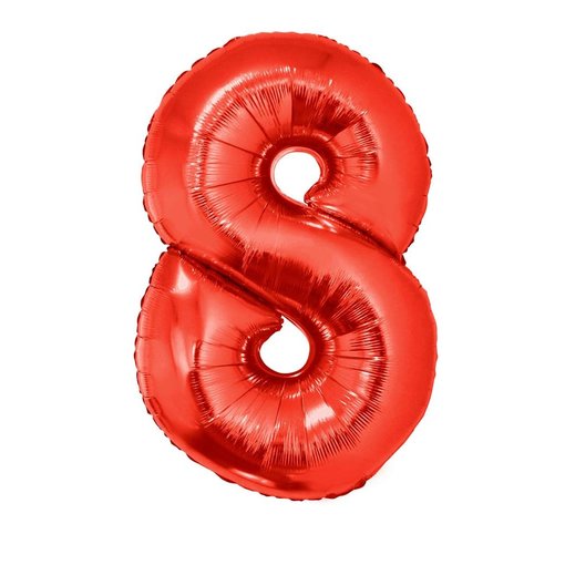 Folieballon Rood Cijfer '8' Groot