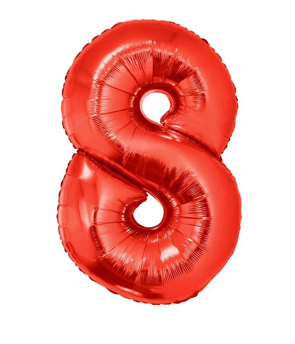 Folieballon Rood Cijfer '8' Groot