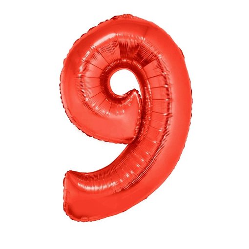 Folieballon Rood Cijfer '9' Groot