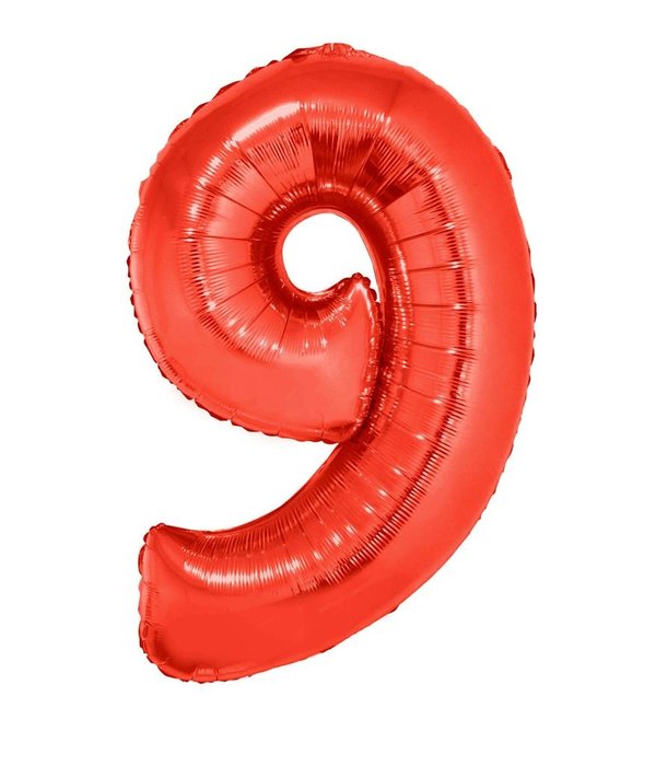 Folieballon Rood Cijfer '9' Groot