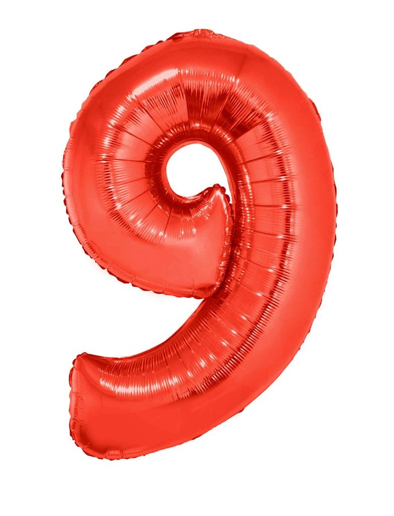 Folieballon Rood Cijfer &apos;9&apos; Groot afbeelding