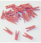 Mini knijpers hout roze (24 st)
