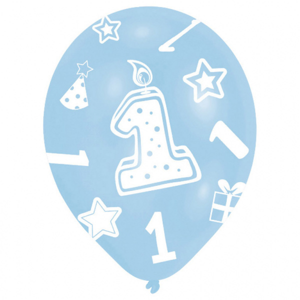 Ballonnen Verjaardag 1 Jaar Blauw - 6 Stuks