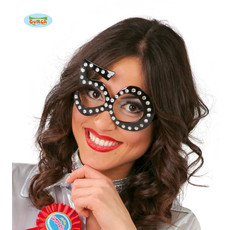 Funbril 50 met steentjes zwart