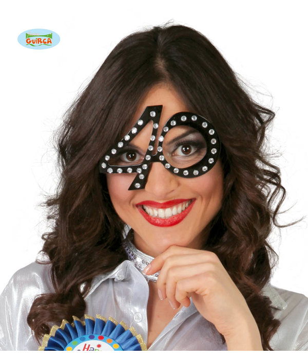 Funbril 40 met steentjes zwart