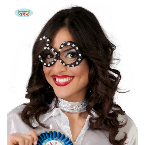 Funbril 30 met steentjes zwart