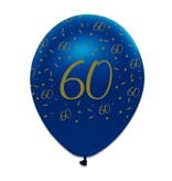 Ballonnen 60 Jaar Navy Blauw/Goud - 6 Stuks
