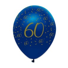 Ballonnen 60 Jaar Navy Blauw/Goud - 6 Stuks