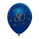 Ballonnen 80 Jaar Navy Blauw/Goud - 6 Stuks