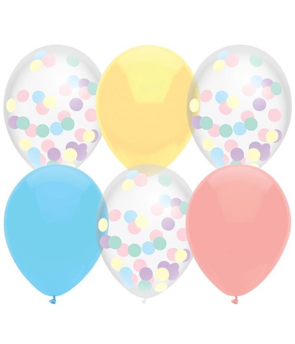 Ballonnen Mix Pastel Confetti - 6 Stuks