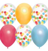 Ballonnen Mix Regenboog Confetti - 6 Stuks