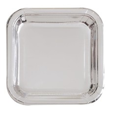 Gebaksbordjes Zilver Vierkant - 8 Stuks