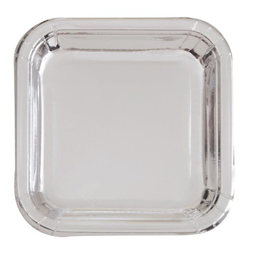 Gebaksbordjes Zilver Vierkant - 8 Stuks
