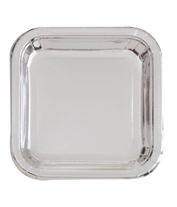 Gebaksbordjes Zilver Vierkant - 8 Stuks