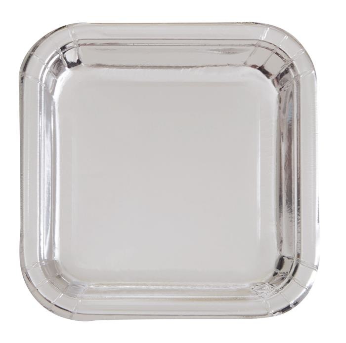 Gebaksbordjes Zilver Vierkant - 8 Stuks