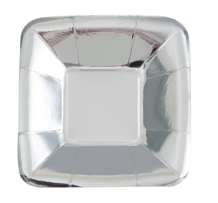 Bordjes Zilver Vierkant Klein 13 cm - 8 Stuks