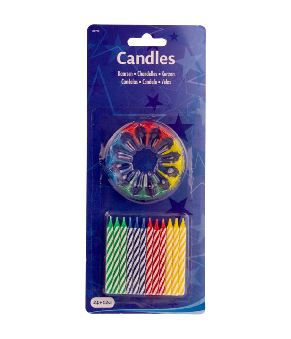 Verjaardagskaarsjes Set Multikleur - 24 Stuks