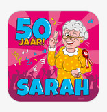 Huldeschild 50 Jaar Sarah Cartoon