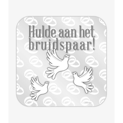 Huldeschild Bruidspaar Cartoon