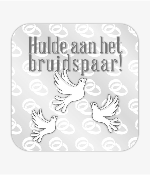 Huldeschild Bruidspaar Cartoon