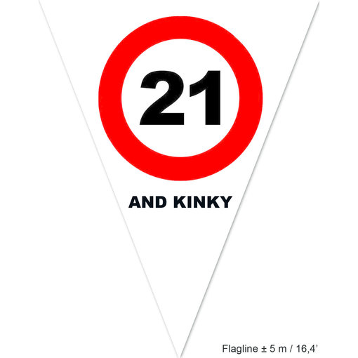 Vlaggenlijn Verkeersbord 21 Jaar Wit - 5 Meter