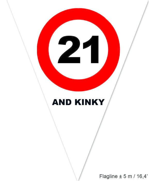 Vlaggenlijn Verkeersbord 21 Jaar Wit - 5 Meter