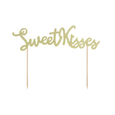 Cake Topper 'Sweet Kisses' Glitter Goud