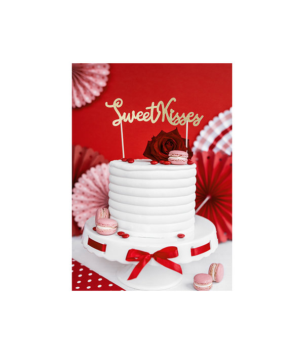 Cake Topper 'Sweet Kisses' Glitter Goud