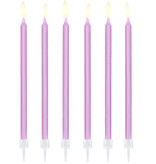 Taartkaarsjes lila 14cm - 12 stuks