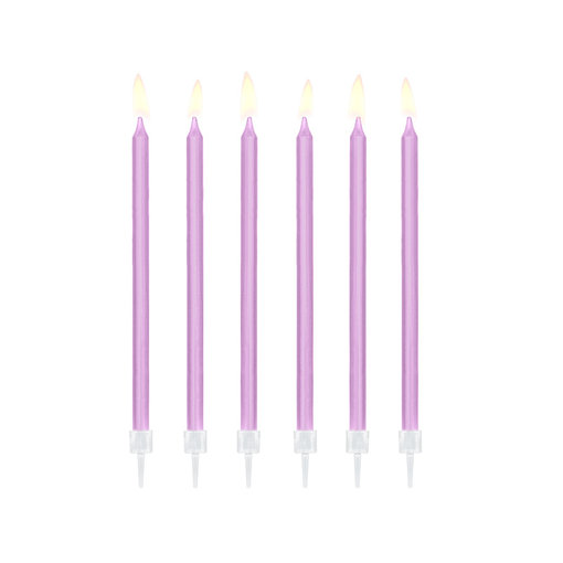 Taartkaarsjes lila 14cm - 12 stuks