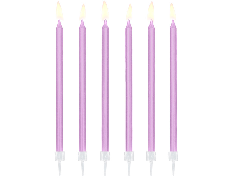 Taartkaarsjes lila 14cm - 12 stuks afbeelding