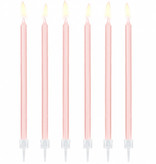 Taartkaarsjes licht roze 14cm - 12 stuks