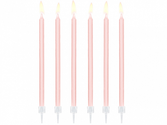 Taartkaarsjes licht roze 14cm - 12 stuks afbeelding