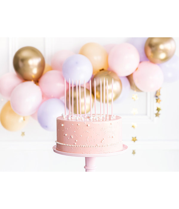 Taartkaarsjes licht roze 14cm - 12 stuks