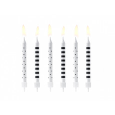Verjaardagskaarsjes stippen en strepen black/white