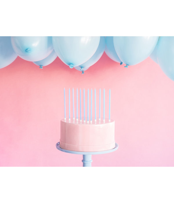 Taartkaarsjes licht blauw 14cm - 12 stuks