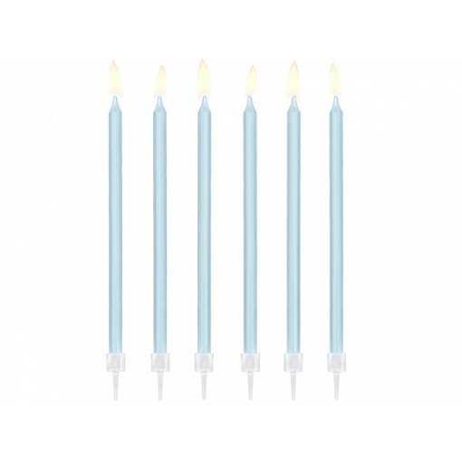 Taartkaarsjes licht blauw 14cm - 12 stuks
