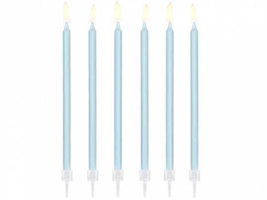 Taartkaarsjes licht blauw 14cm - 12 stuks