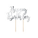 Cake topper Happy Birthday Zilver