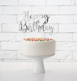 Cake topper Happy Birthday Zilver